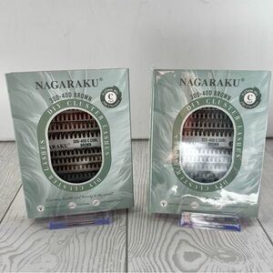NEW • Set of 2 Nagaraku  30D-40D Mix C Curl Cluster Lashes • 9-15 mm Mix • Brown
